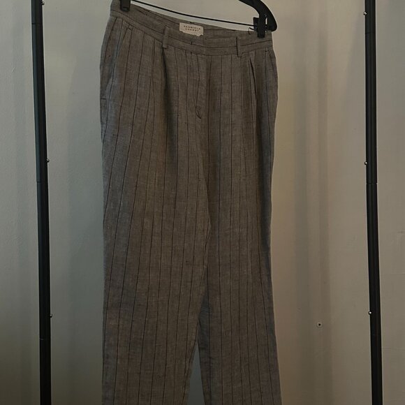 Gabriela Hearst Linen Pinstripe Tailored Pleated Pants — Size IT 42 (US 6) - Picture 4 of 8